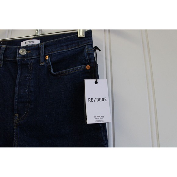Re/done 90s Comfort Stretch High Rise Ankle Crop Dark Rinse Color Size 26 NWT - Picture 6 of 15